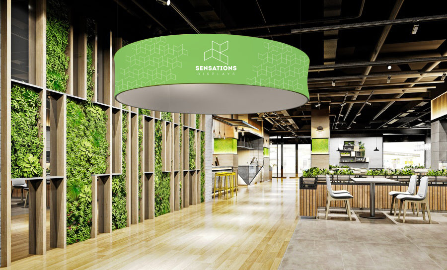 Custom Round Tapered Hanging Ceiling Banner—Single-Sided Print